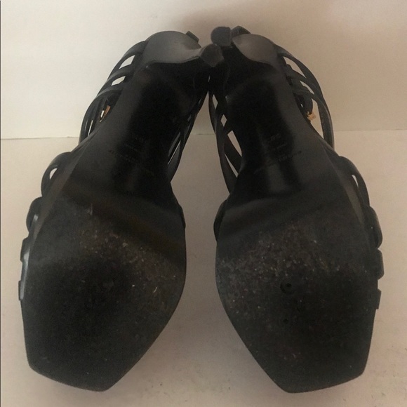 YSL Tribute Cage Sandal Black Leather 38 1/2 - Picture 6 of 7